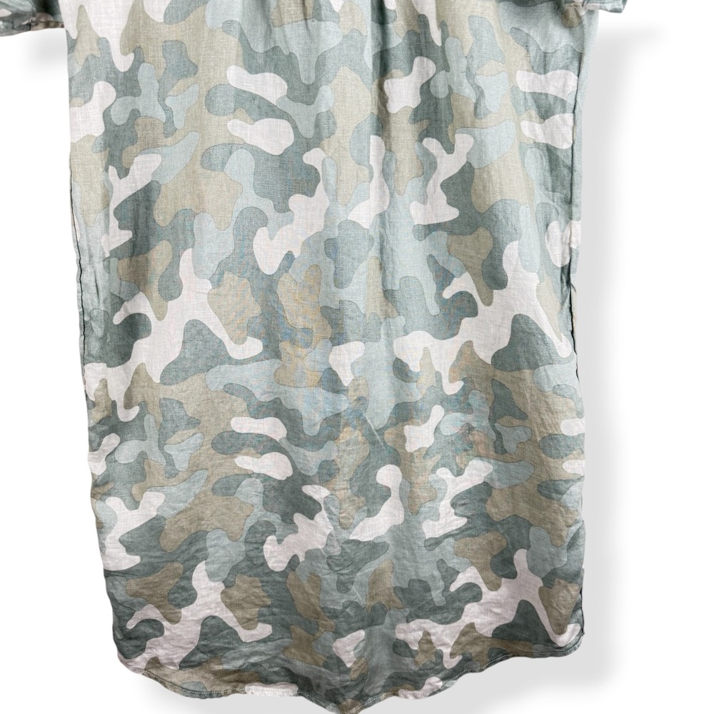 C&C California Shirt Dress Womens Size Small 100% Linen Camo Granola Earthy - Picture 6 of 10